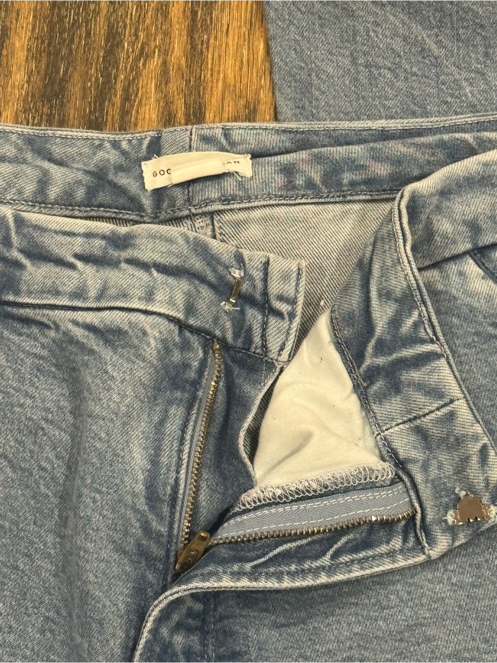Good American Good Flare Trouser Jeans 14/32 Light Wash Wide Leg - Picture 13 of 13